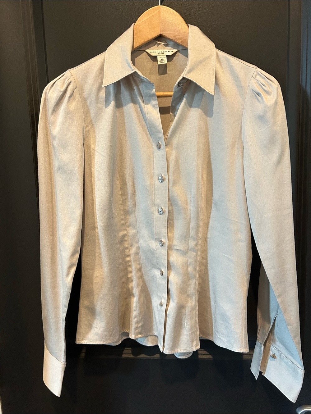 Banana Republic grey puff sleeve Button-Down Shirt